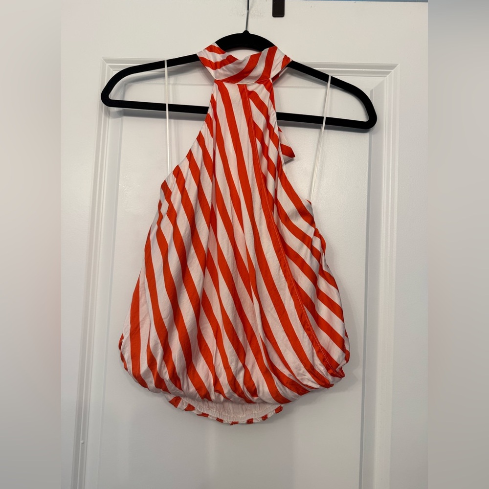 Maeve Red and White Striped Halter Top Size Medium New without tags - Picture 3 of 6